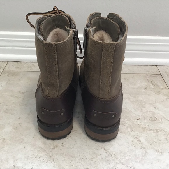 Ugg Womens Kilmer Ii Round Toe Block Heel Leather Fleece Lined Waterproof Boots - Picture 4 of 6